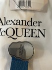 NEW Alexander McQueen Logo Skull Silver Buckle Sky BlLeather Belt 115 US 46 $390 — photo 5