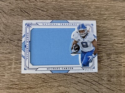 Michael Carter 2021 National Treasures 75/75 Jumbo Jersey Patch Bookend RC 
