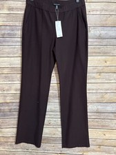 Eileen Fisher Straight Leg Pull On Pants Women  s Brown Stretch Knit Career NWT S