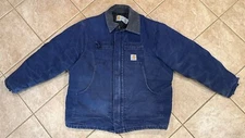Rare Vintage Carhartt Quilt Lined Navy Chore Field Jacket 90s Blue USA Size XL