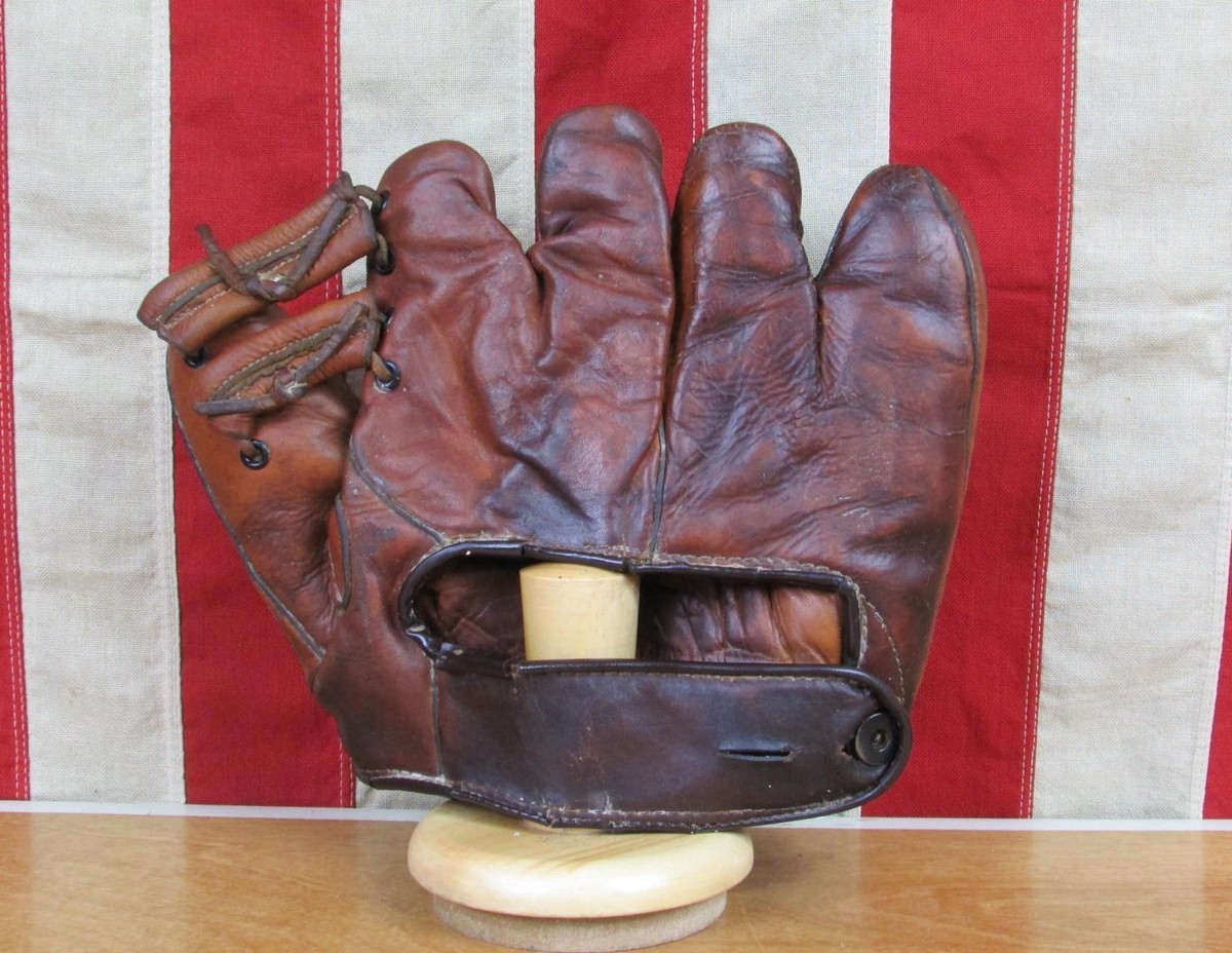Vintage 1940s OK Mfg Co.Leather 'Stubby' Finger Baseball Glove Joe