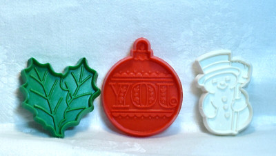 Hallmark Vtg Cookie Cutters Petite Christmas - Snowman Joy Ornament Holly Leaves