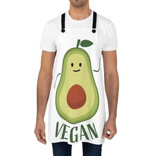 Vegan Chef Poly Twill Apron White Black Straps 100 Polyester