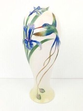 Franz Porcelain Long Tail Hummingbird And Iris Vase, 14 Inches, FZ00127