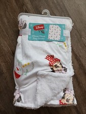 Disney Baby Blanket Minnie Mouse Winter Christmas Snowman White Sherpa 30" X40"