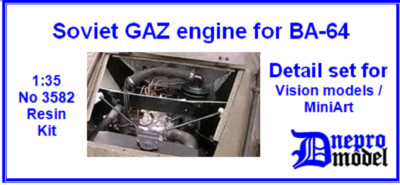 Dnepro Model Dn3582 1/35 Soviet GAZ Engine for BA-64 (for Vision models/MiniArt)
