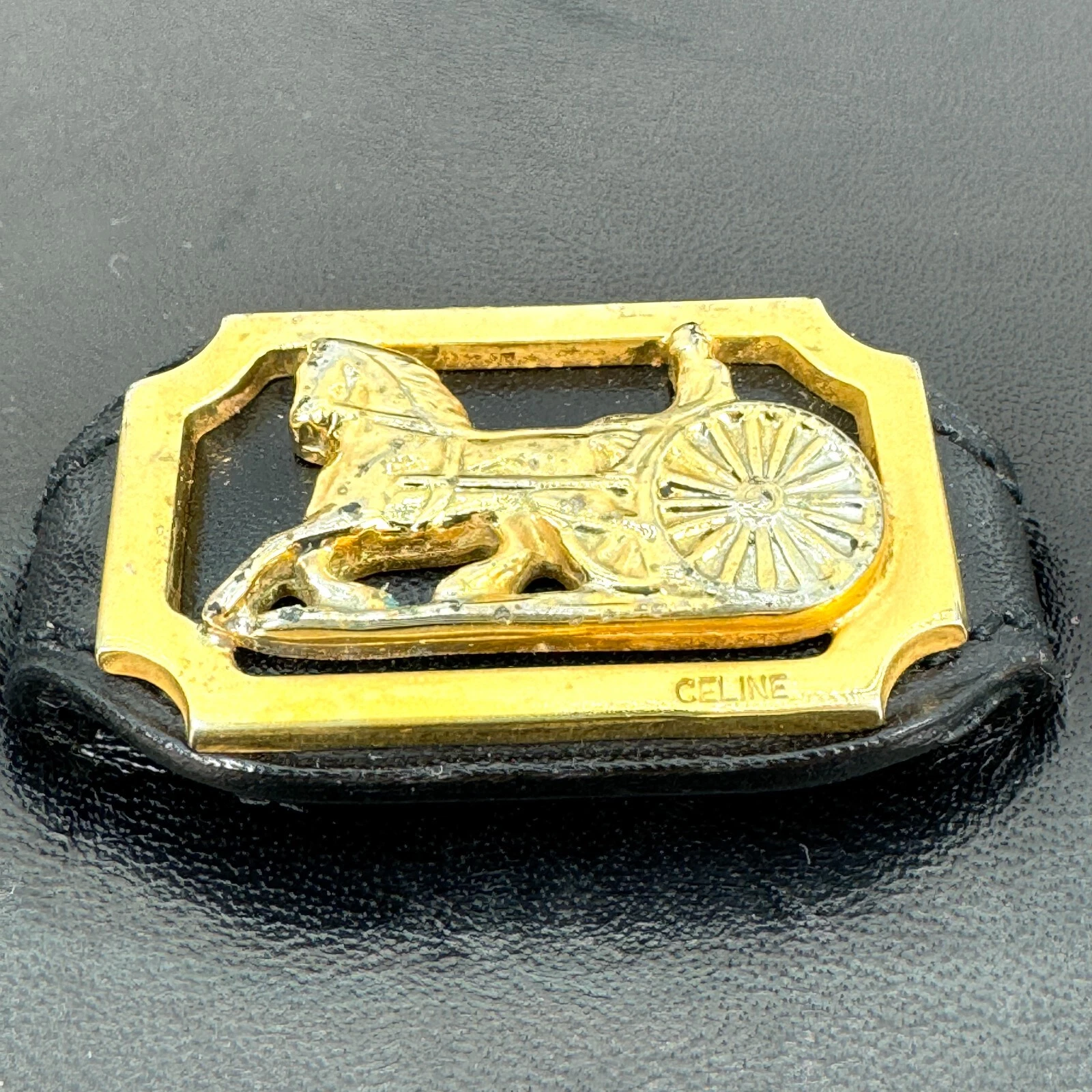 Borsa a tracolla CELINE carrozza cavalli pelle nera GIAPPONE ** RARA!**