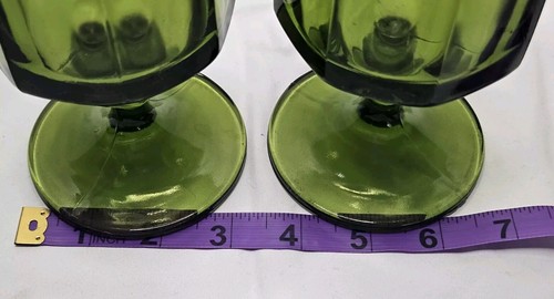 2 Vintage Green Glass Goblets - Picture 10 of 11