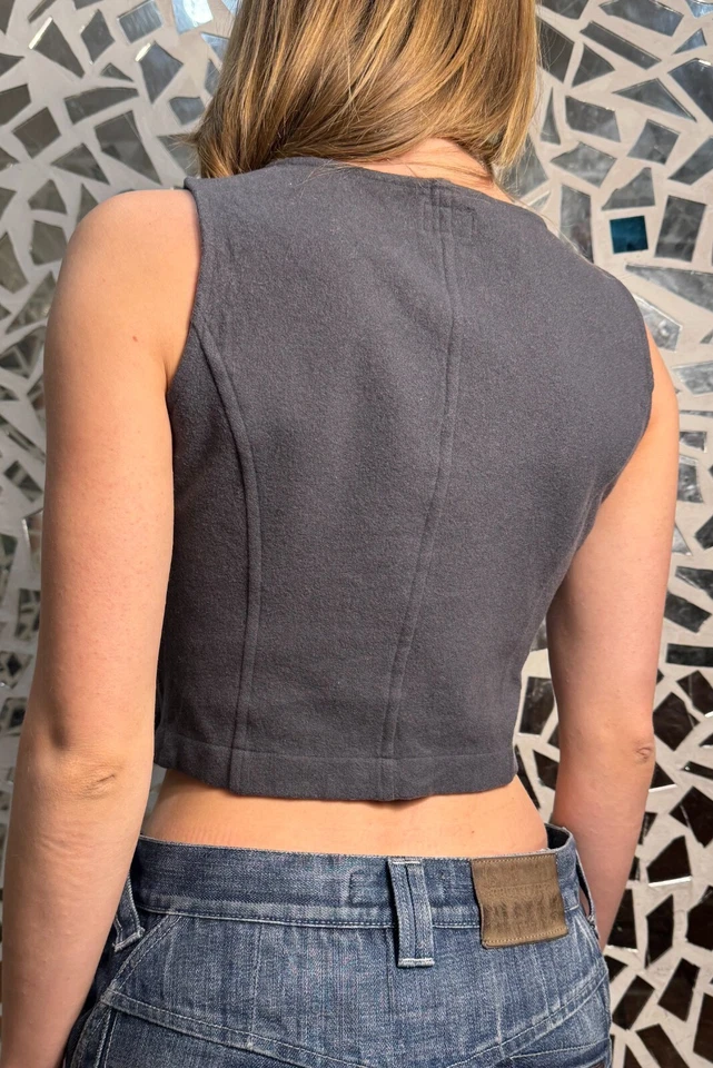 Camiseta sin mangas Giorgio Armani Jeans marca vintage mezcla de lana Italia IT 40 XS-S Foto 2 de 4