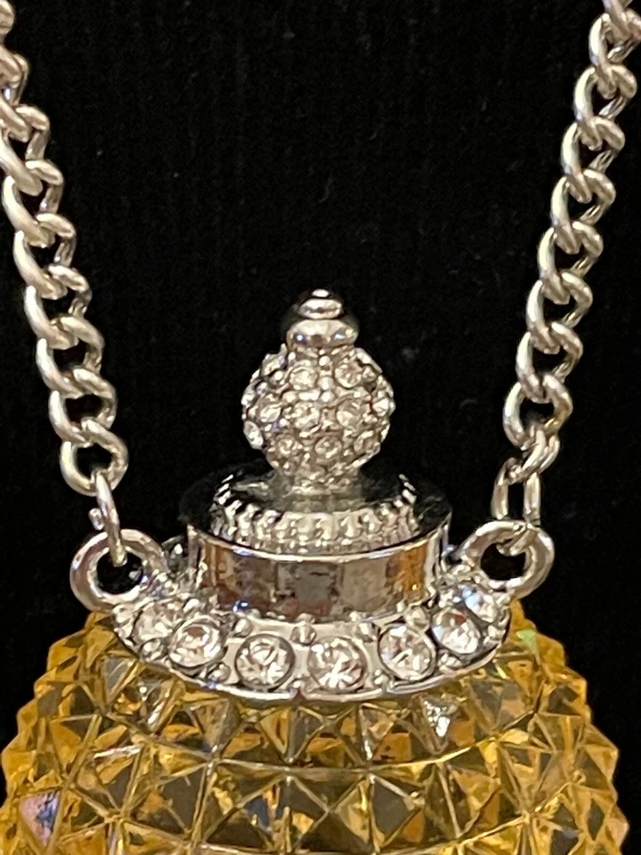 Vintage Lana Silver Tone Amber Acrylic Faceted Cut Mystical Potion Ball Necklace - Image 3 of 4