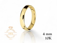 10K Yellow Gold 4mm Beveled Edge Wedding Band Ring - Comfort Fit Polished New