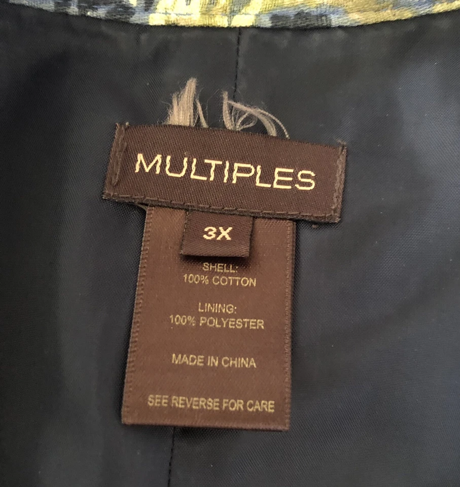 Chaqueta Blazer Años 90 Múltiples Cremallera Completa Mujer’s 3X Verde Azul Marino Abstracto Carrera Ciudad Foto 4 de 4