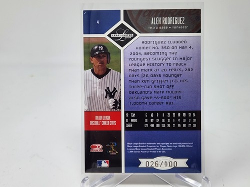 2004 Leaf Limited #4 Alex Rodriguez Bronze Spotlight #ed /100 sc - Picture 5 of 5