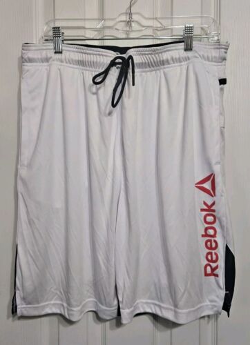 Reebok Mens White Drawstring Athletic Shorts Large  - Picture 1 of 7