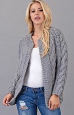 HAND MADE OPEN SWEATER CARDIGAN - Charcoal One Size