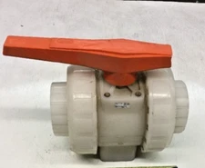 3" PVDF Ball Valve Slip (Socket) Union Ends, Manual Lever Operated