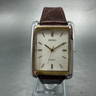 Seiko Lucent Tank Watch Men 25mm White Dial Two Tone 5E21-5C10 New Battery