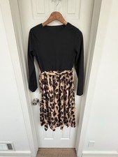 Black Long Sleeve Dress With Leopard Skirt SHEIN Size Large 8/10