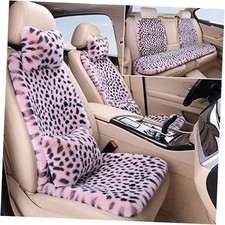 Fluffy Leopard Seat Covers for Cars Front Seat Covers Full Set-Pink Leopard