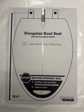KOHLER Stonewood Toilet Seat Quiet-Close Elongated Slow Close Wooden Toile...