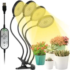 60W 4 Heads LED Grow Light 3Mode Full Spectrum Clipon Indoor Veg Bloom Lamp