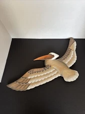 Hand-Carved Wooden Flying Pelican Wall Art | Coastal Nautical Home Décor