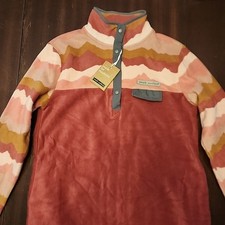 NWT Simply Southern Women L Pink Mountain Fleece Dress Pullover Outdoors Lounge 