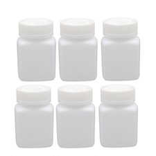 6Pcs 90ml HDPE Plastic Bottle White DIY Square Bottle w Cover