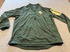 Mens NIKE Baylor Bears Pull Over Jacket Green Large L Athletic Football Pullover