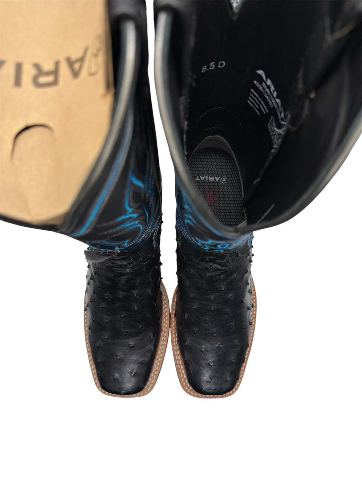 Bota Ariat Para Hombre Implacable Todo Alrededor Avestruz Punta Cuadrada 11
