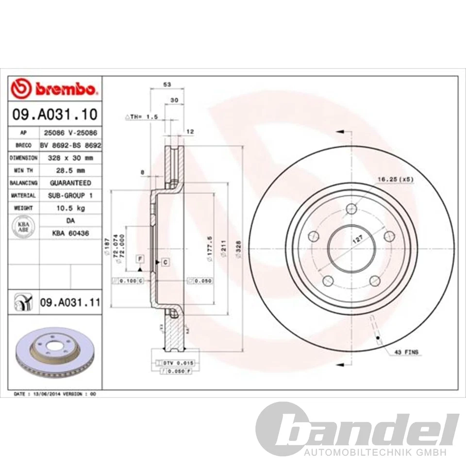 2X BREMBO DISCOS DE FRENO 328MM VENTILADOS DELANTEROS APTOS PARA JEEP COMMANDER - Imagen 2 de 2