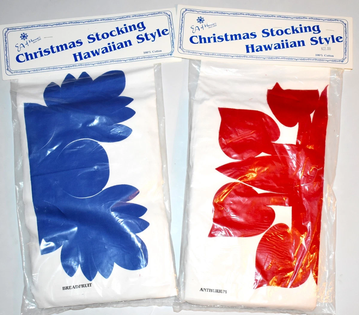 2 Vintage Hawaiian Christmas Stocking Applique Kits Breadfruit