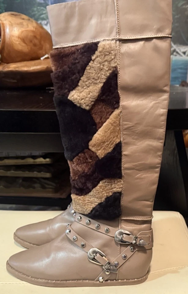 Botas con tachuelas de piel de oveja de cordero talla 8 m ivy kirzhner Foto 2 de 4