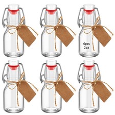 6 Pack Mini Swing Top Glass Bottles, 2 oz Mini Storage Bottles with Personal...