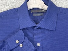 Tommy Hilfiger Shirt Mens Medium 15.5 34/35 Blue All-Season Stretch Slim Fit