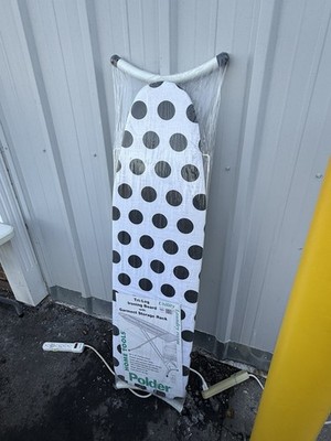 Polder Tri-Leg Ironing Board w/ Garment Storage Rack & Iron Rest - Polka Dot