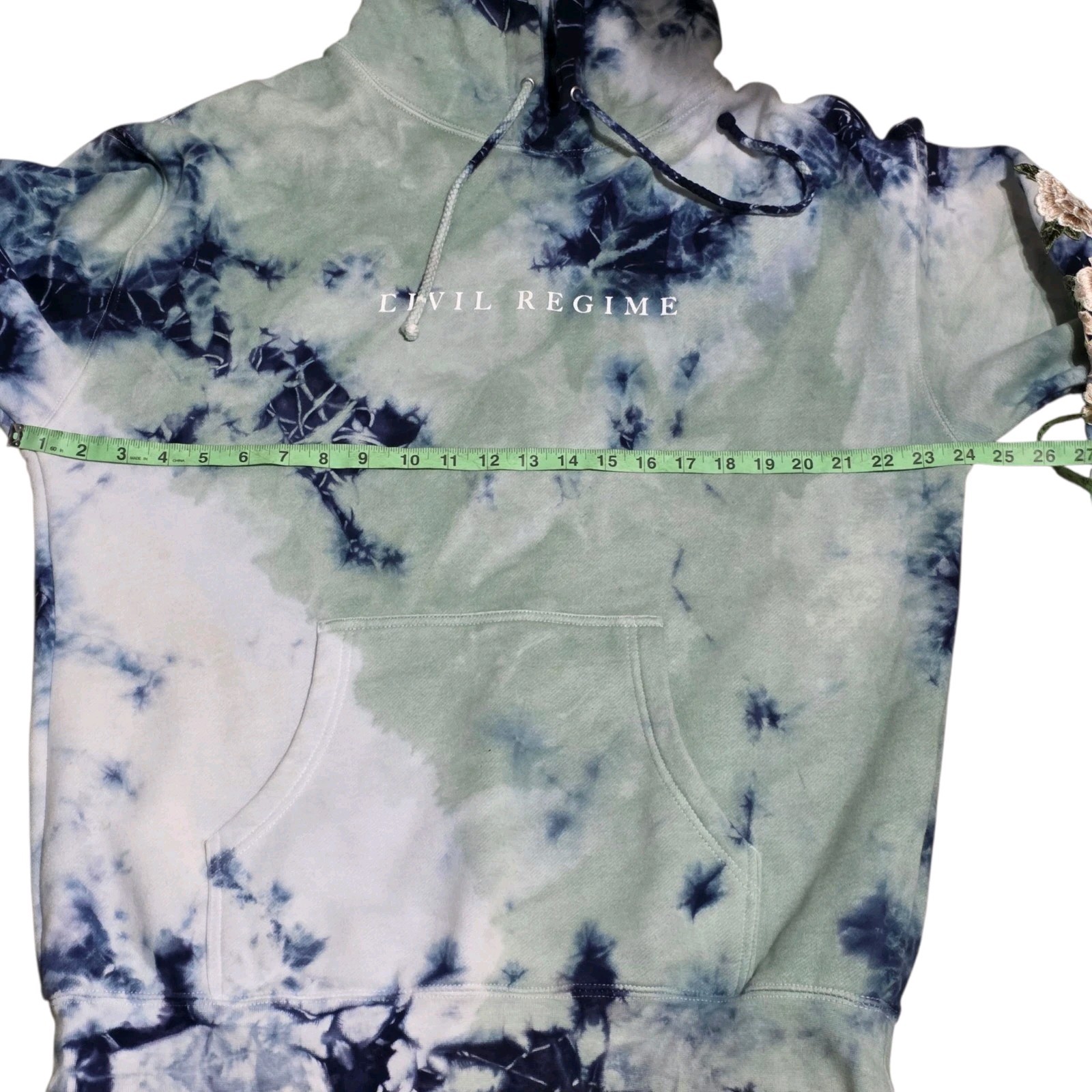 Civil Regime Men's/Unisex Tie Dye Embroidered Floral Hoodie Sz Medium Streetwear image 7