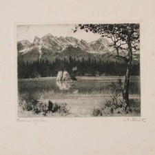 Anton Sch&uuml;tz Impressionismus Badersee Grainau signiert Mezzotinto Anfang 20 Jhd
