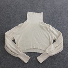 Wilfred Aritzia Sweater Womens XS Cream Turtleneck Cropped Long Sleeve Knit Top