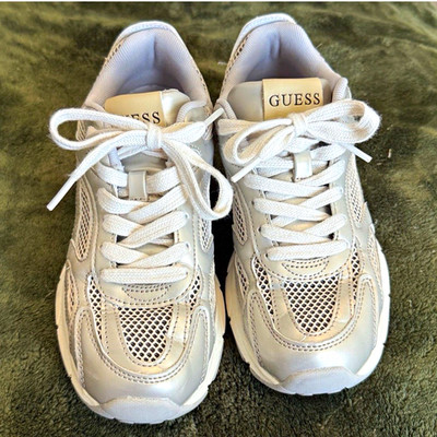 GUESS Shiny Silver Mesh Sneakers
