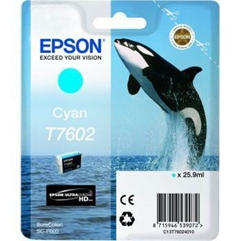 Epson T7602 Cyan cartouche haute capacité anti-bavure pour des bleus éclatants