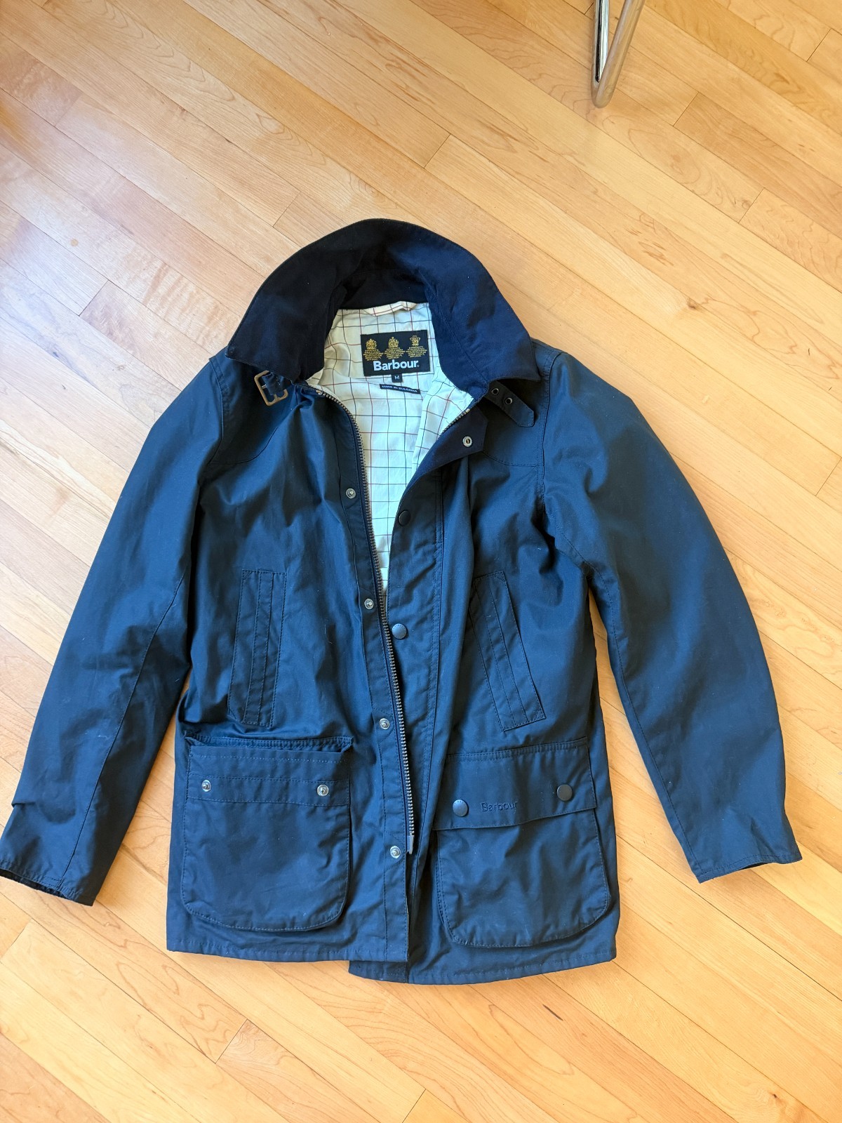 Barbour Lee Waxed Jacket Mens M Navy Blue Lightweight Sylkoil Wax MWX0628NY92