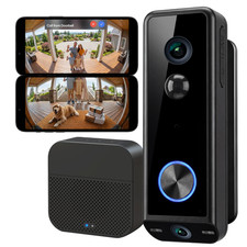 2K Ultra-Sharp Dual Doorbell Camera Wireless Battery or Wired Installation
