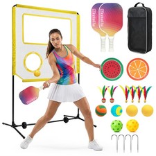 Indoor Paddle Game with Net, Portable Pickleball Set with Net for Family or S...