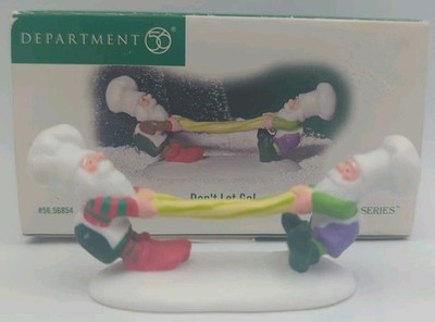 Department 56 Christmas Village Santa Elves Pulling Taffy Don't Let Go #56854