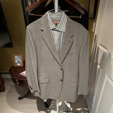 Canali Gray Solid Wool Silk Men's Single-Breasted 2-Button Blazer 46R