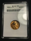 1939-S Lincoln Wheat Cent Anacs MS 66 RD