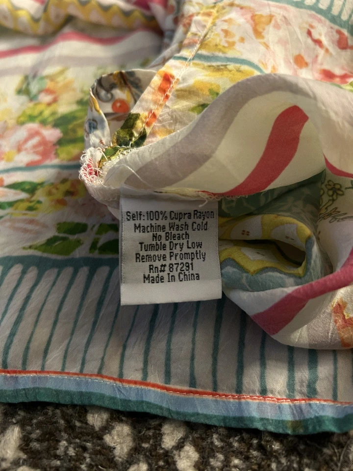 JOHNNY WAS Colorful Floral Women's Large Bohemian Boho Hippie oversized blouse   - Image 3 of 4