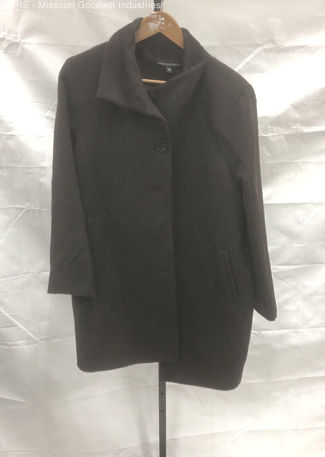 Sofia Cashmere Women's Brown Solid Button Front C… - image 1