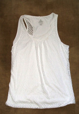 prAna Mika Double Layer Top Women M White Burnout Racerback Yoga Casual